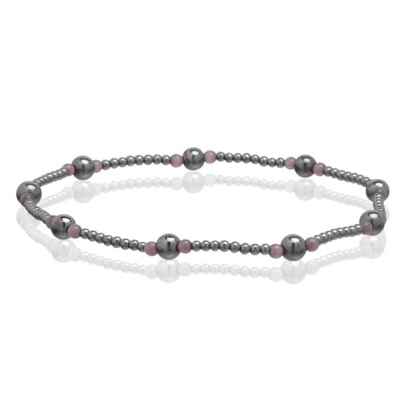 Magnetic Hematite Anklet, Beaded Gemstone Anklet Stretchable - Picture 1 of 1